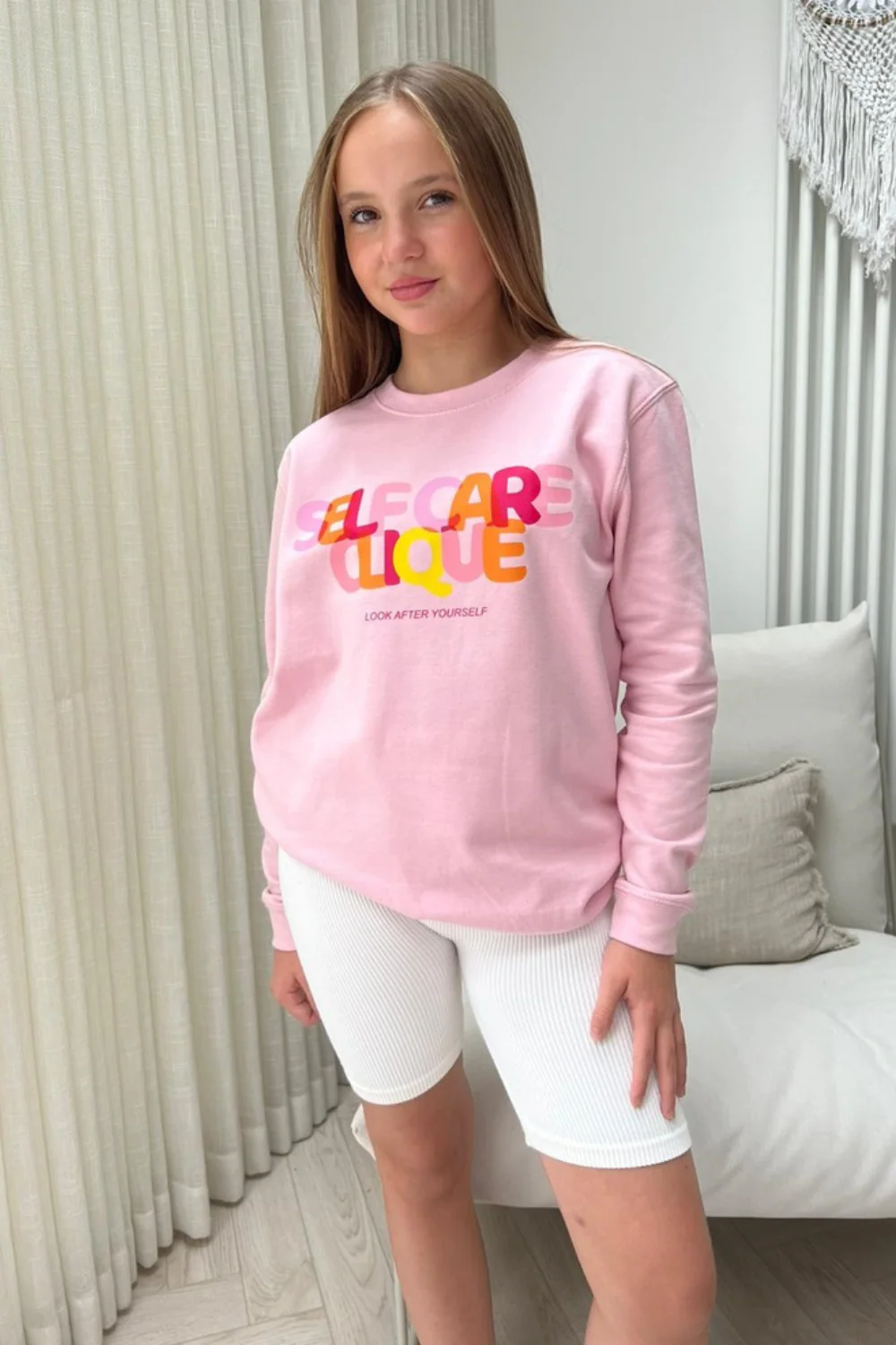Mini self care clique pink printed sweater - Image 3