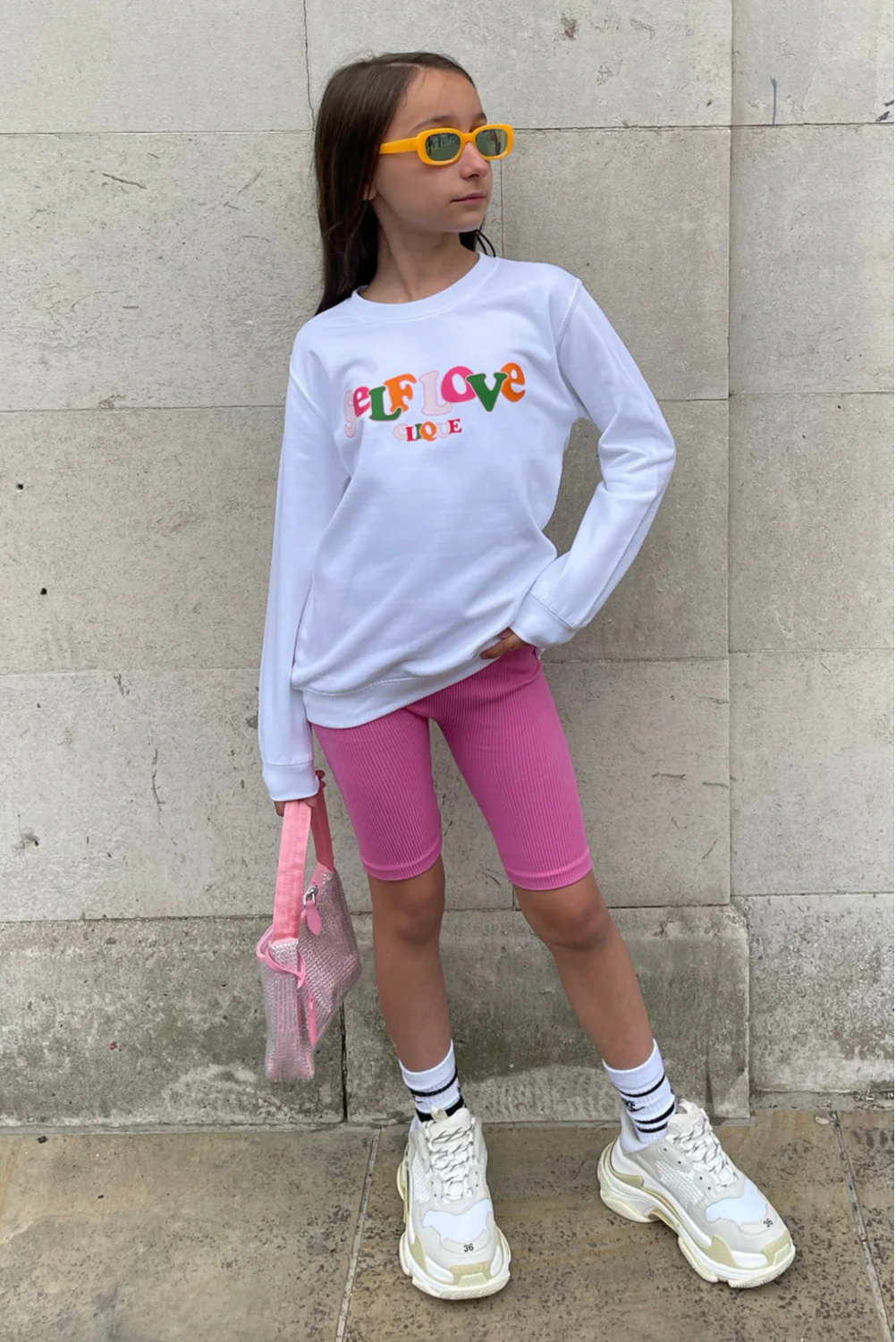 Mini Self love clique printed white sweater