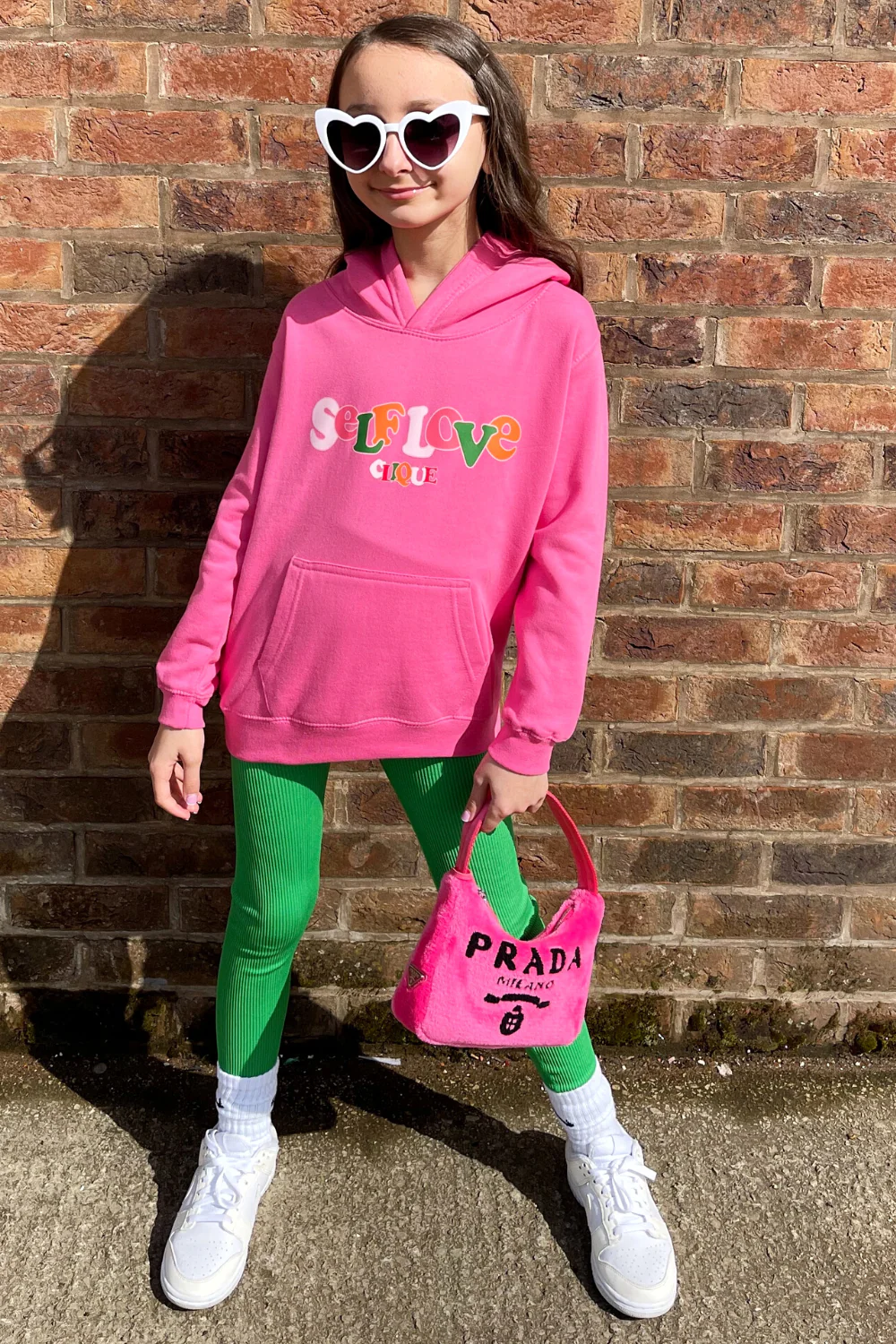 Mini self love clique pink printed hoodie