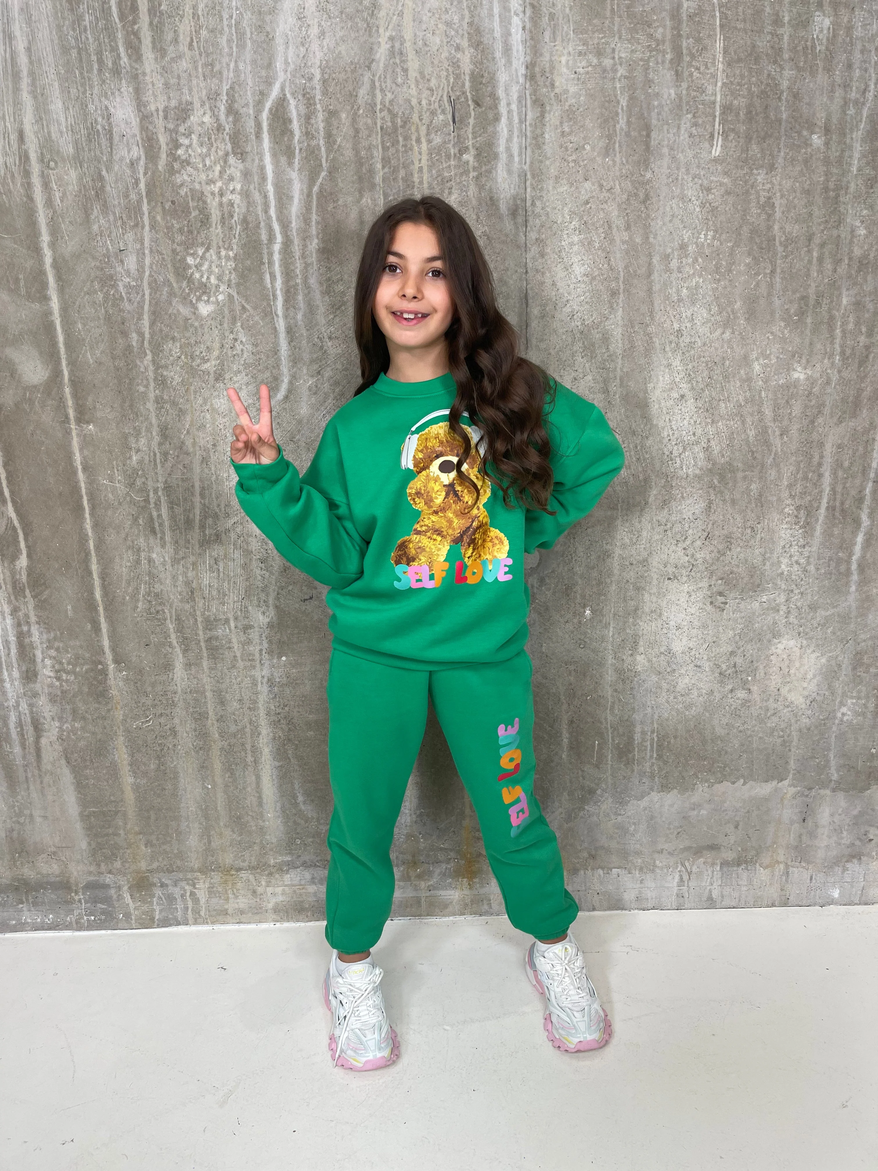 Mini self love Teddy green sweater loungewear set - Image 2