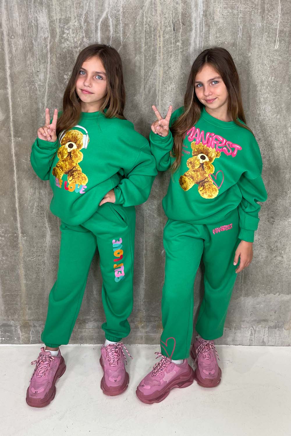 Mini self love Teddy green sweater loungewear set - Image 3