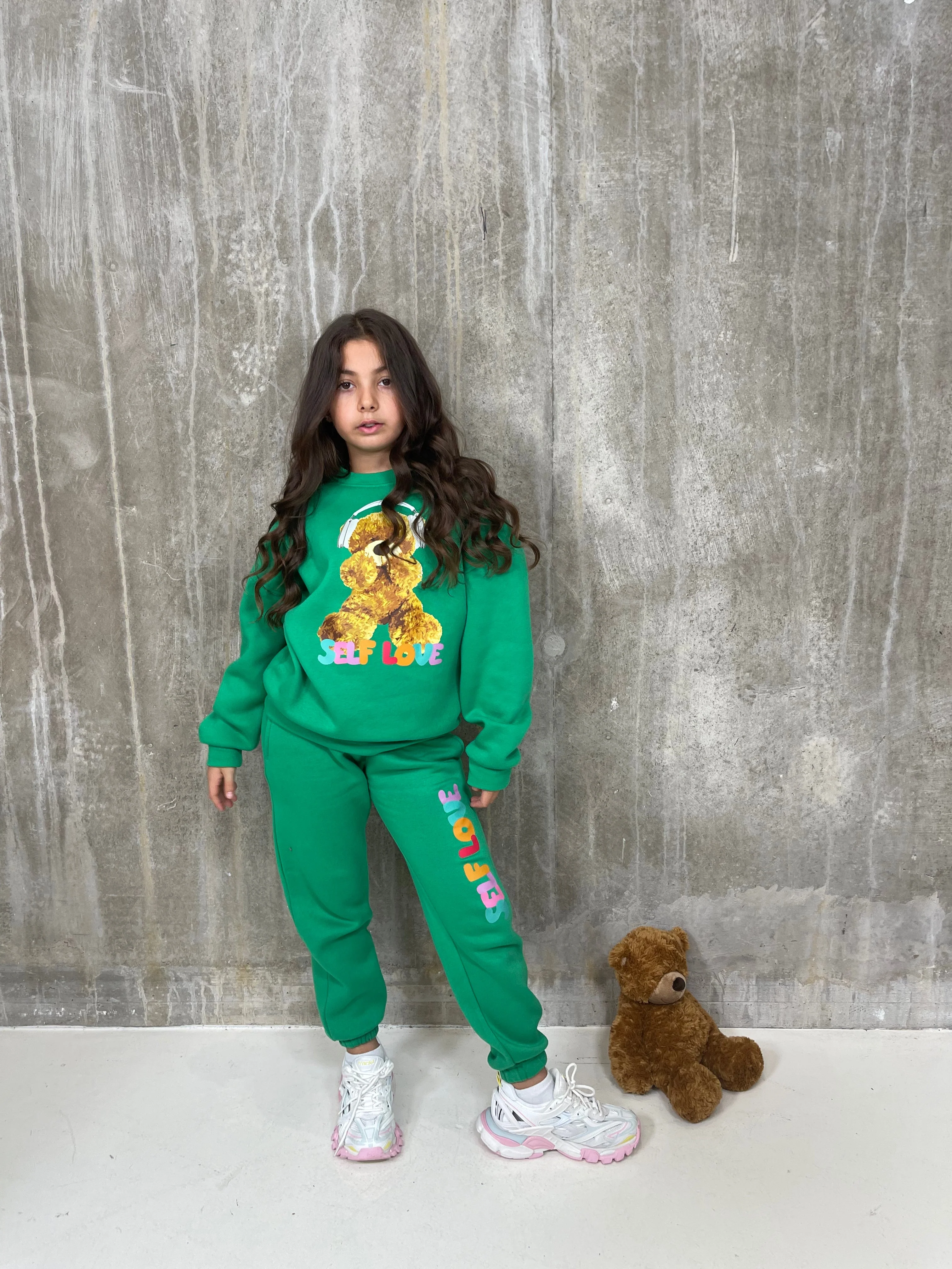 Mini self love Teddy green sweater loungewear set - Image 5