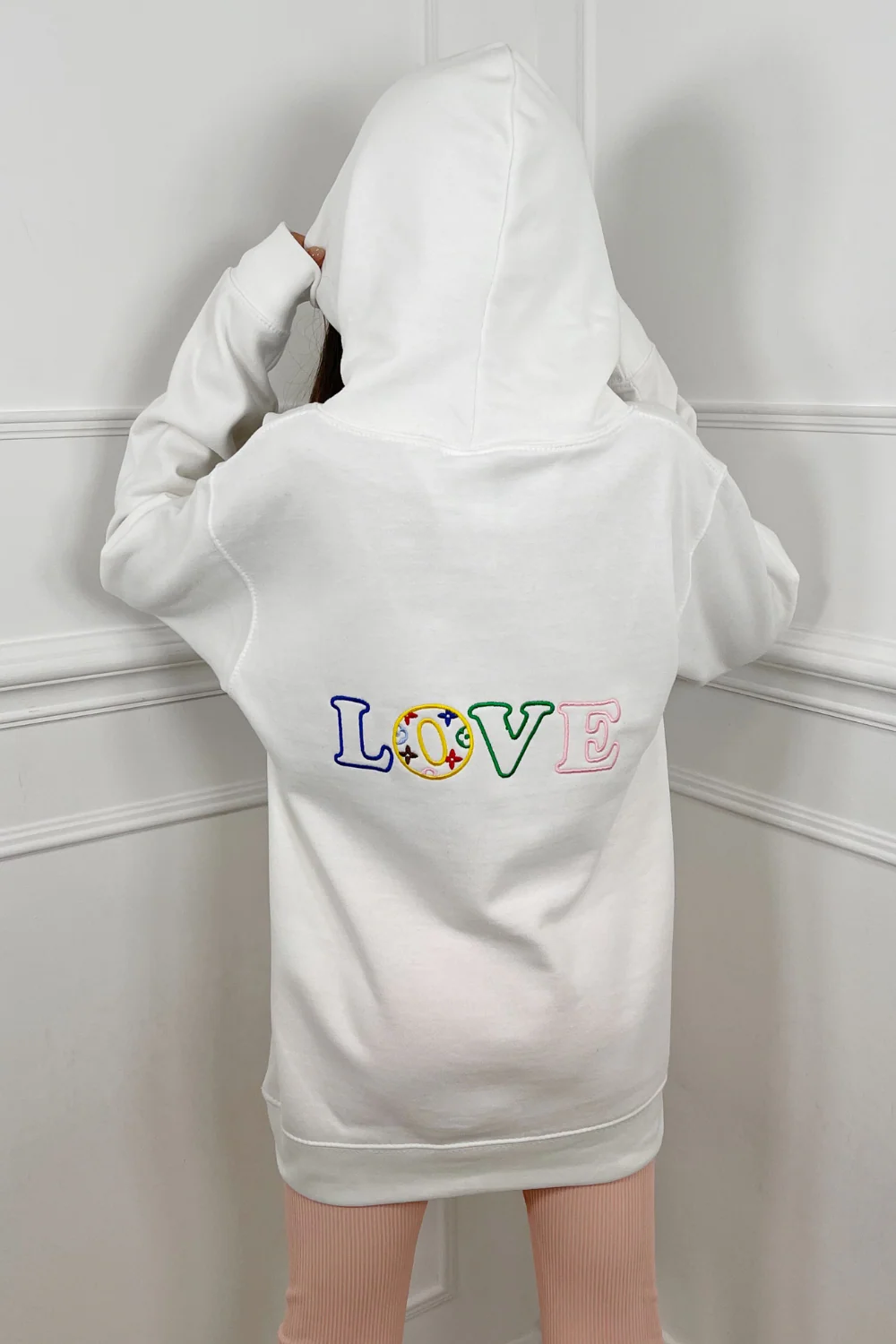 Mini smiley love patterned embroidered hoodie - Image 3