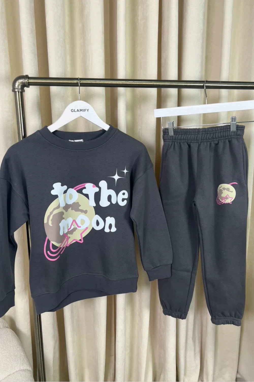 Mini steel grey to the moon printed sweater jogger loungewear - Image 2