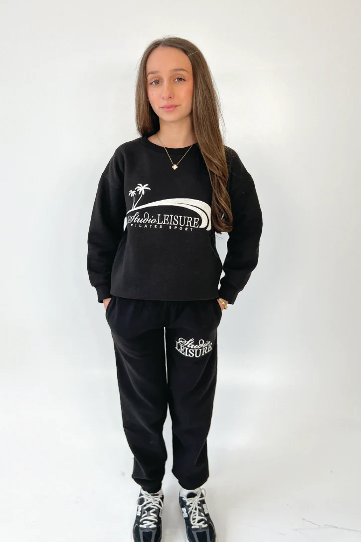 Mini studio leisure black cursvie embroidered joggers - Image 2