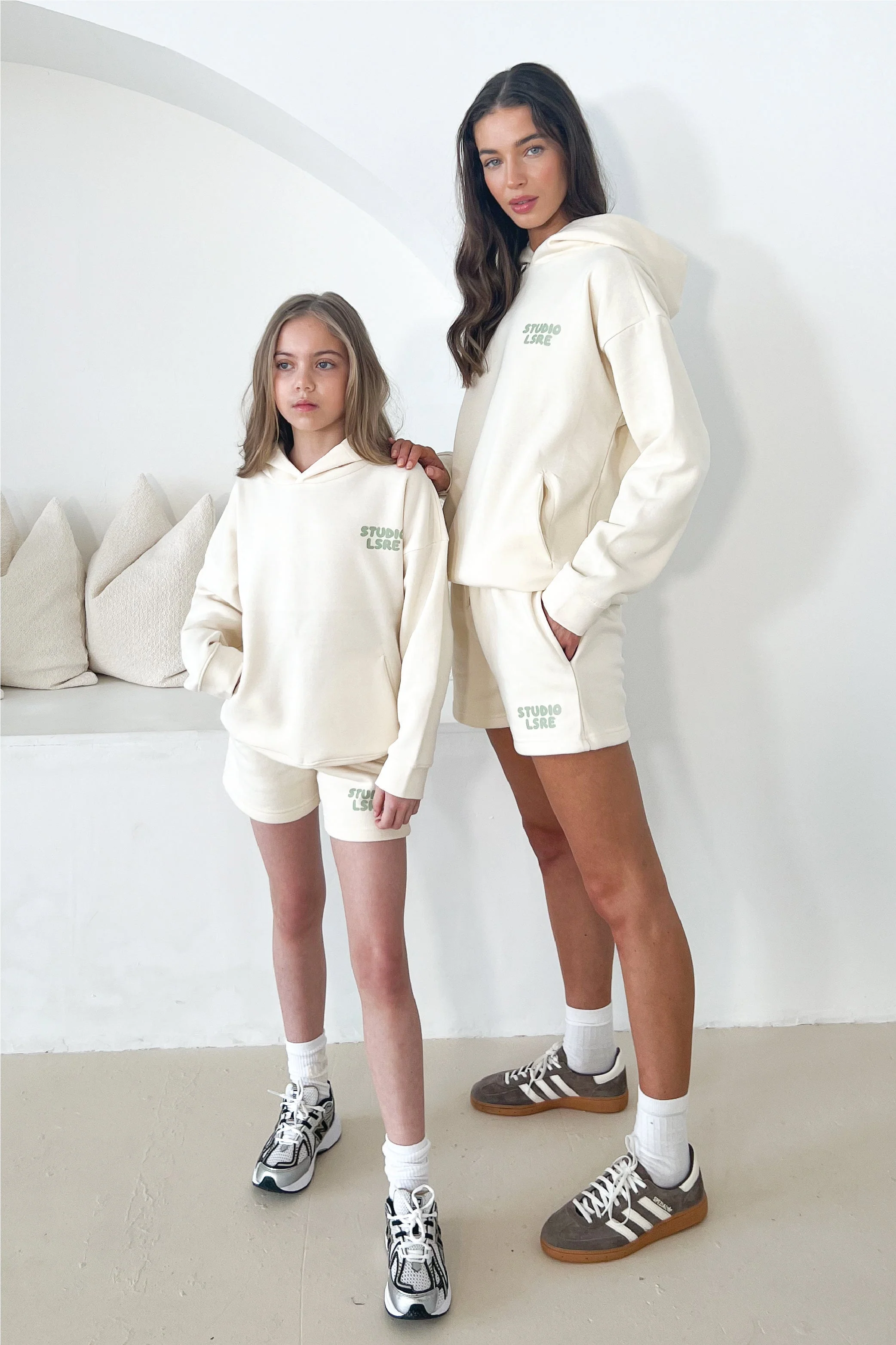 Mini studio leisure ecru and sage bubble printed hoodie - Image 3