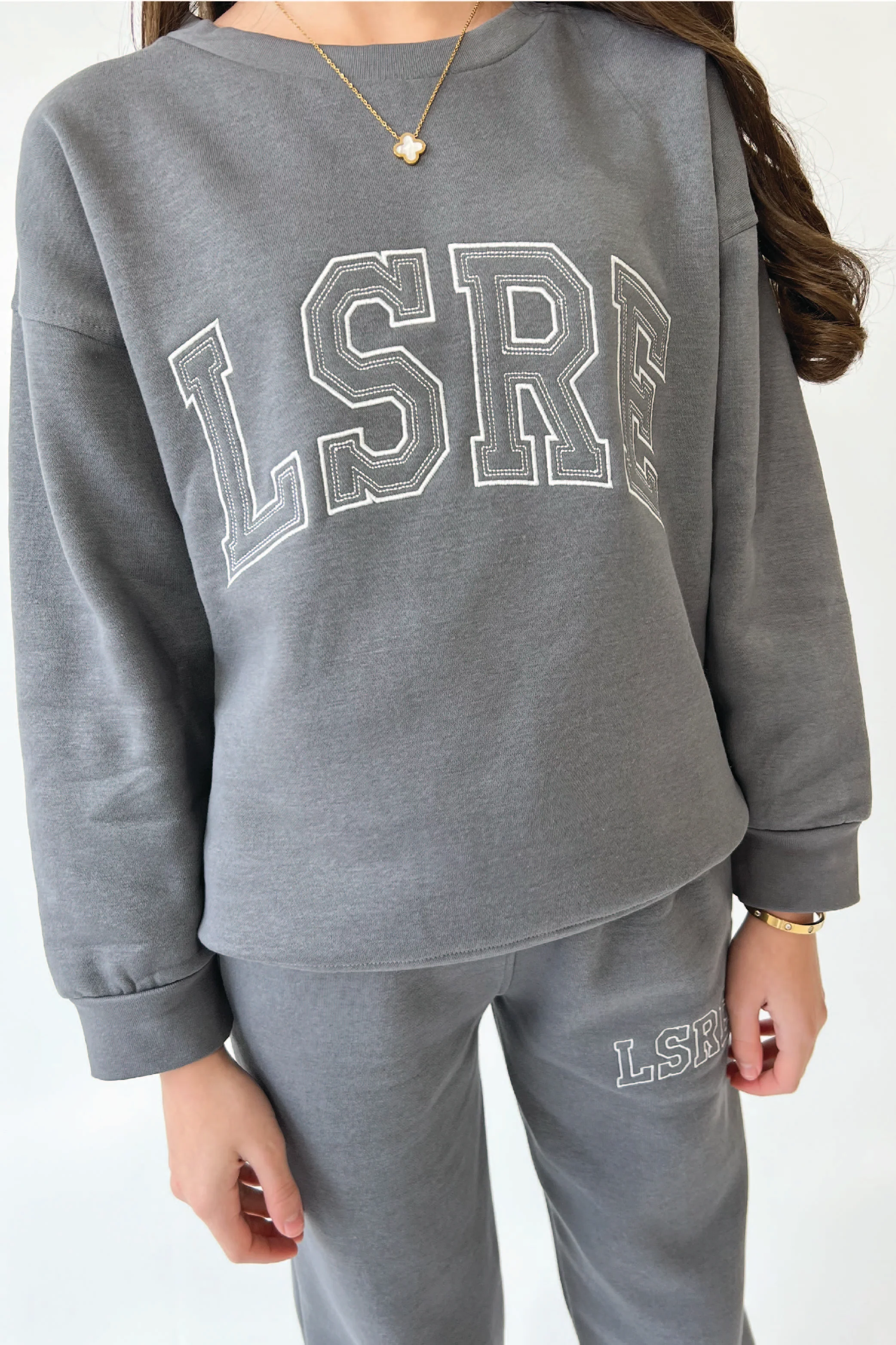 Mini studio LSRE steel grey varsity embroidered sweater - Image 2