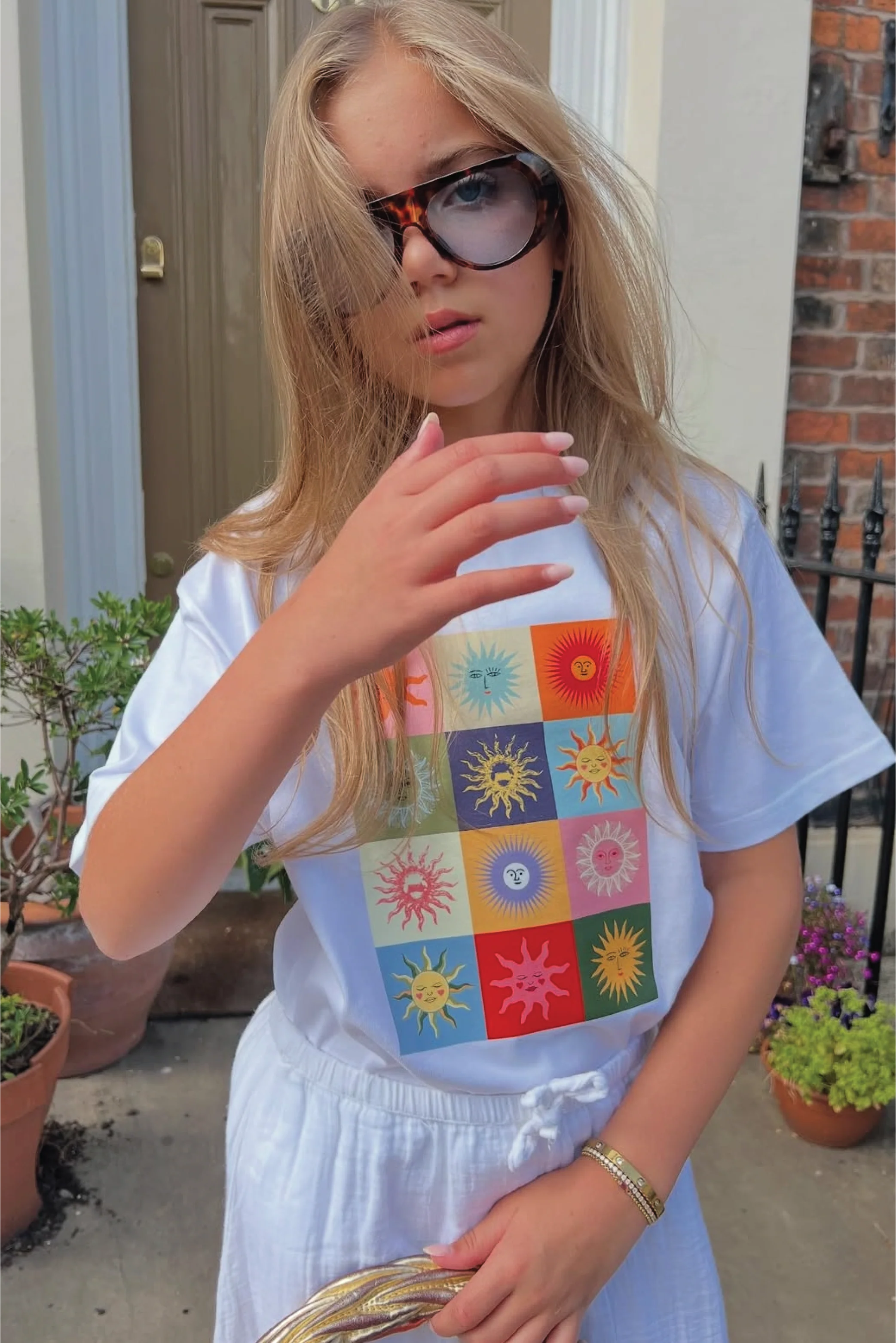 Mini Sun white premium printed t-shirt - Image 4