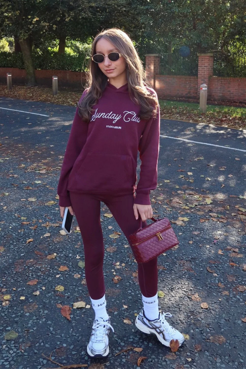 Mini Sunday Club burgundy embroidered hoodie - Image 2