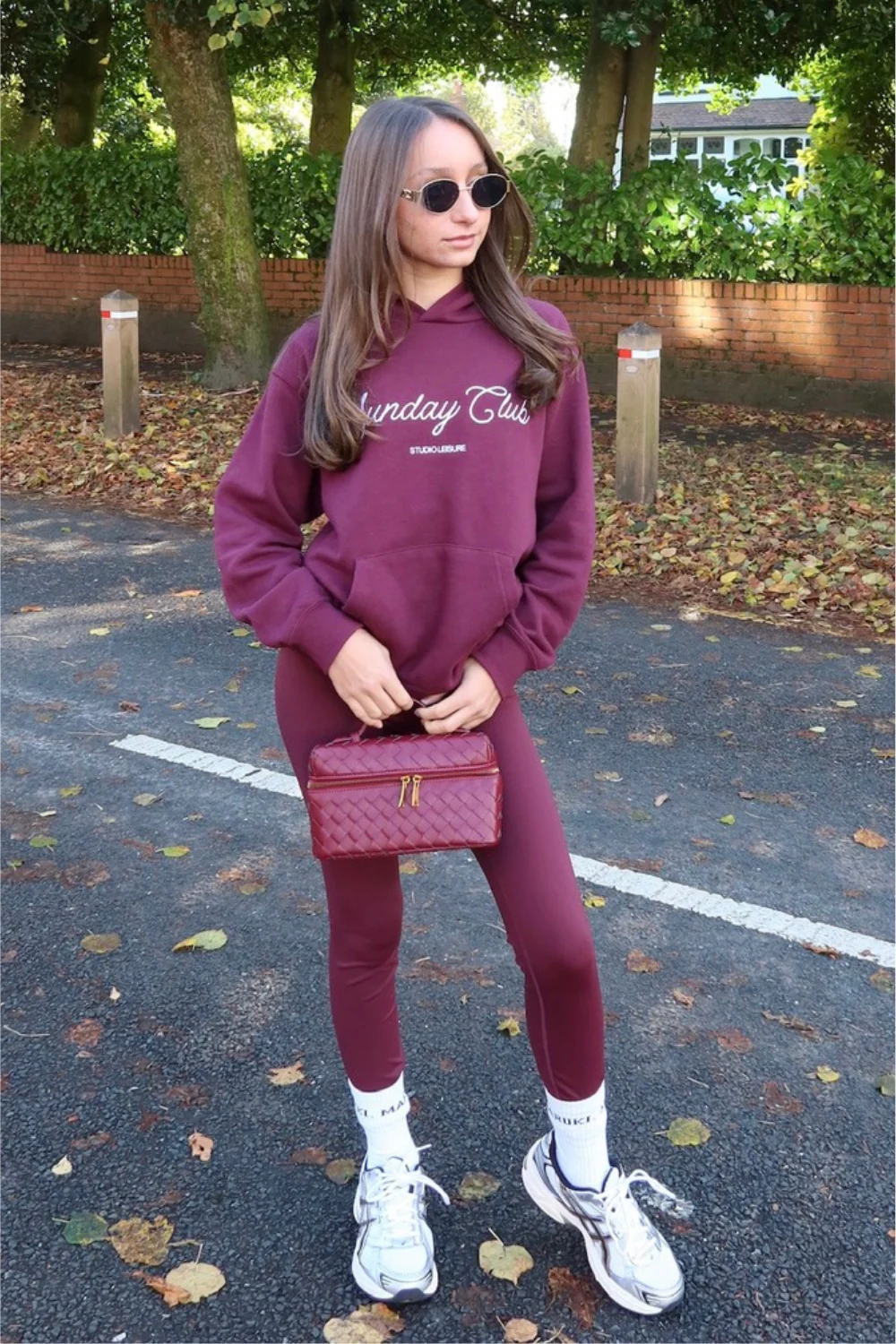 Mini Sunday Club burgundy embroidered hoodie - Image 3