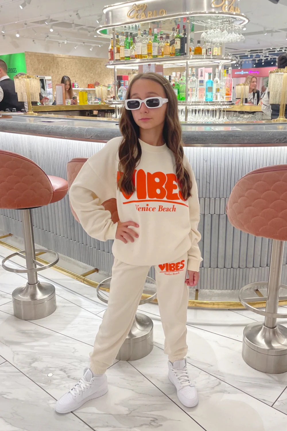 Mini Vibes ecru oversized sweater loungewear set