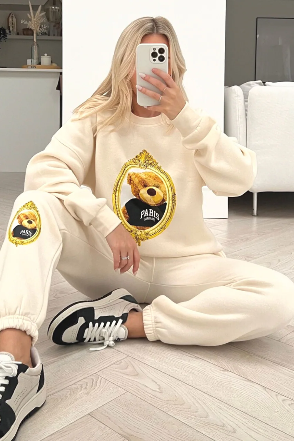 Mirror teddy ecru sweater loungewear set