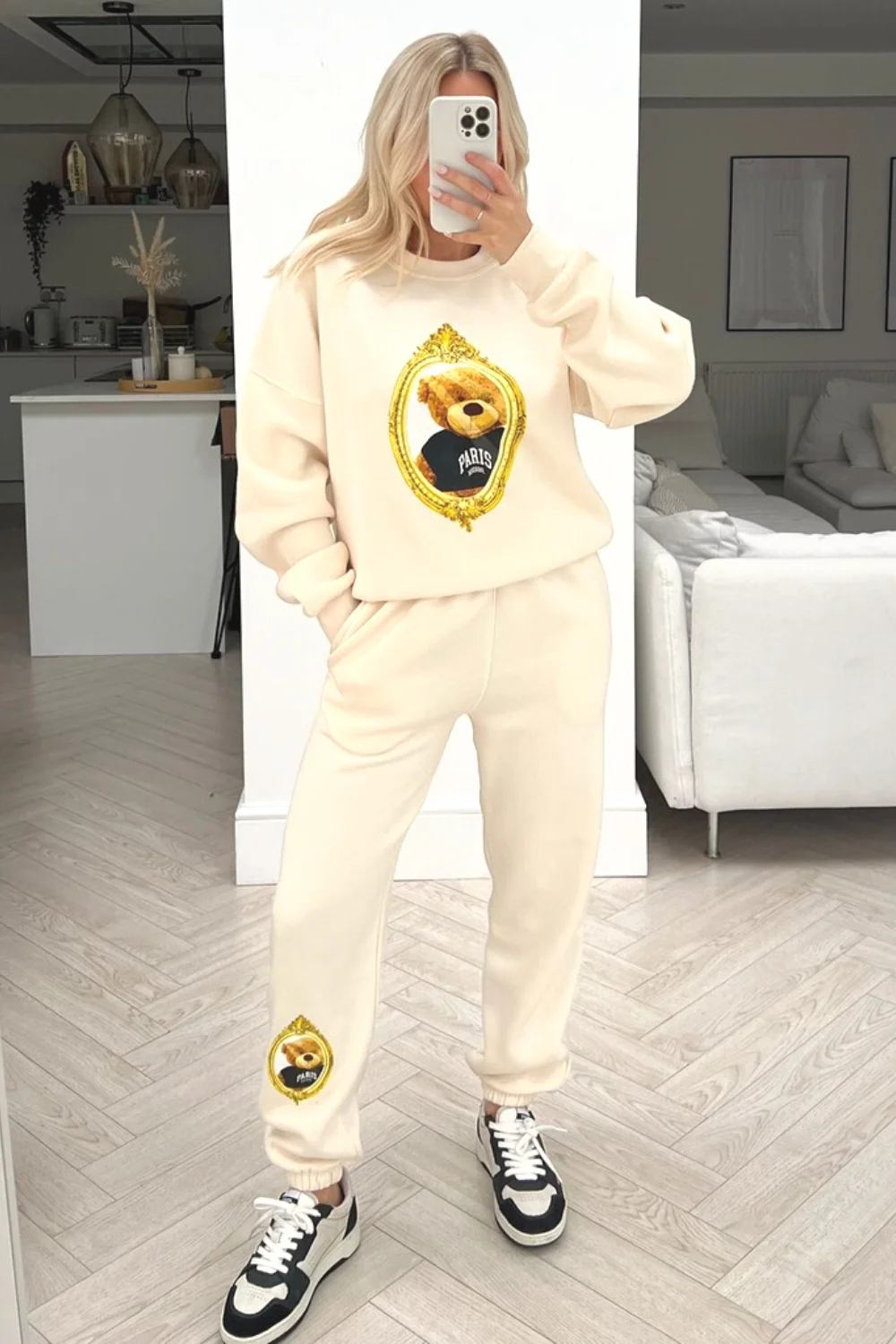 Mirror teddy ecru sweater loungewear set - Image 2