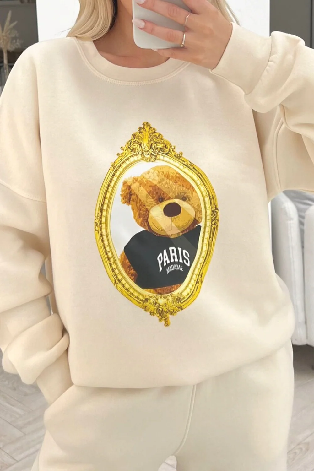 Mirror teddy ecru sweater loungewear set - Image 3