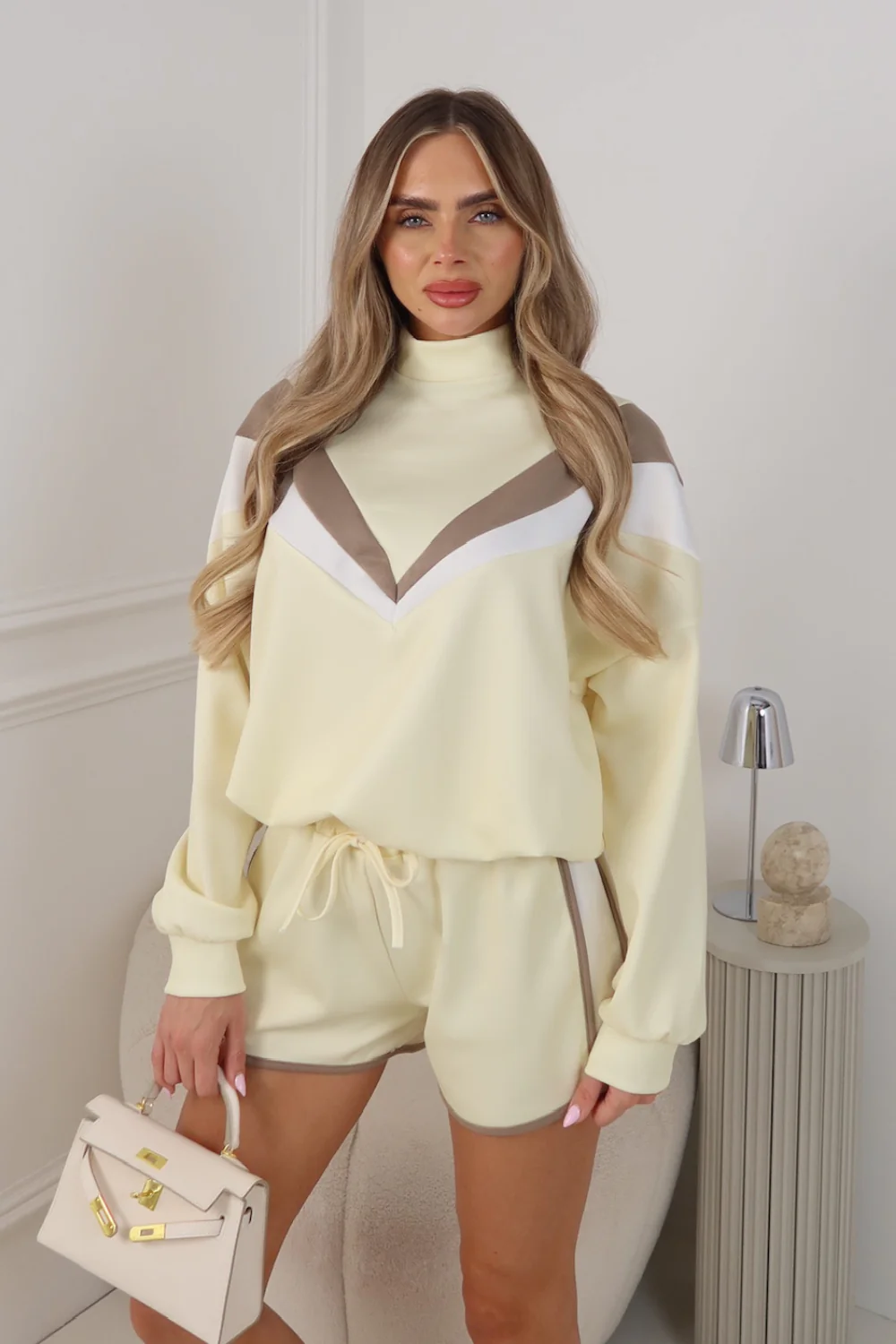 MOIRA LEMON SWEATER AND MATCHING SHORTS CO ORD TWO PIECE SET