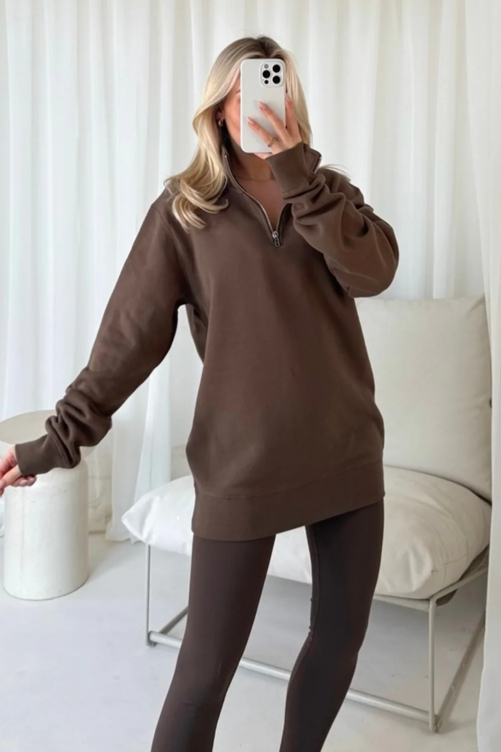 Molly chocolate 3/4 zip sweater and ultimate legging set - Image 3