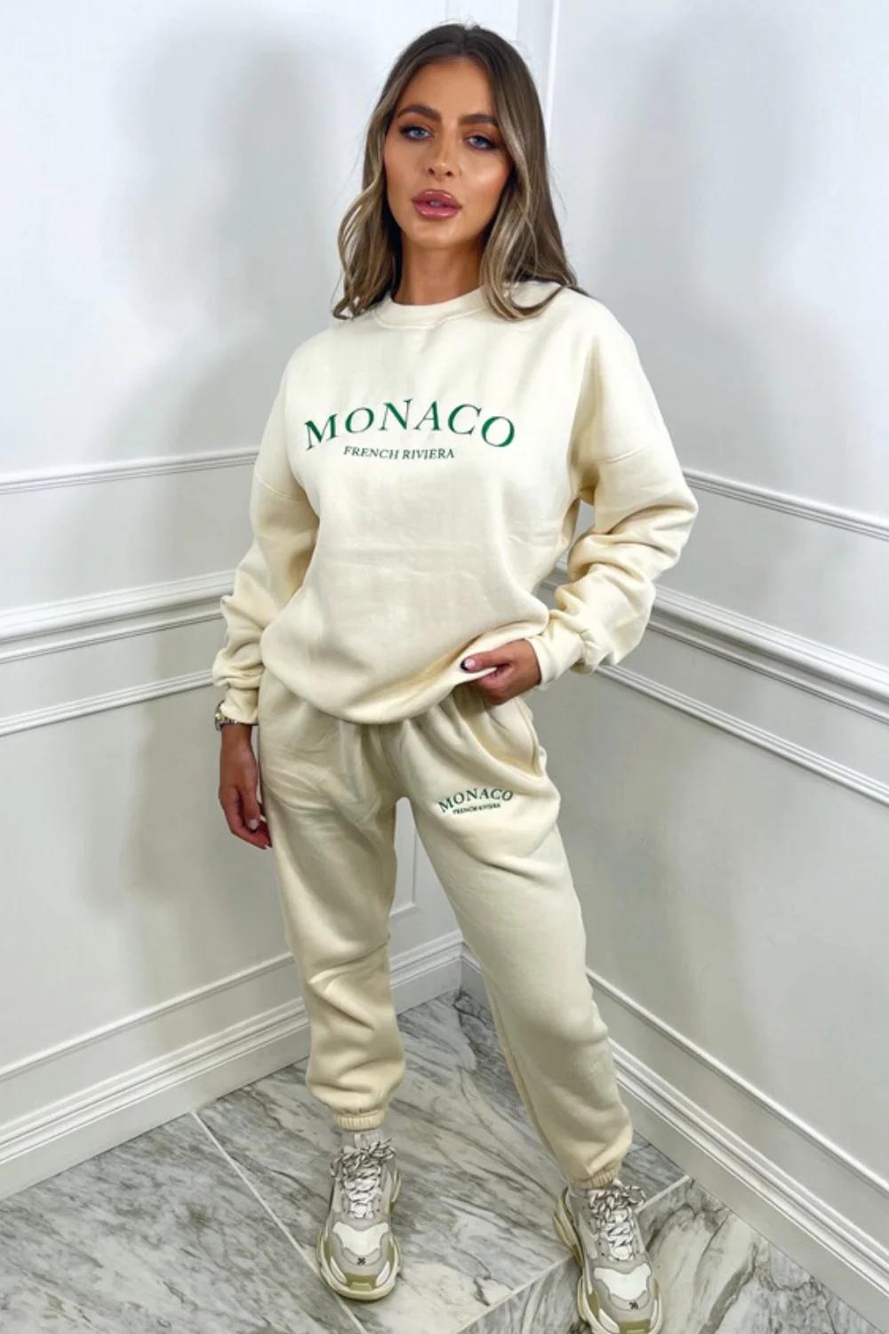 Monaco embroidered ecru sweater loungewear set - Image 3