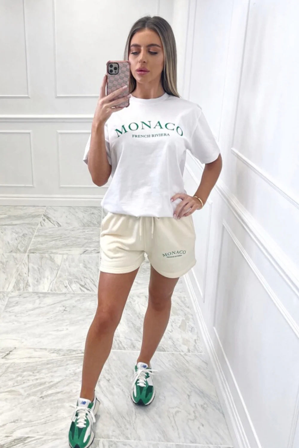 Monaco green embroidered tee short co ord - Image 5