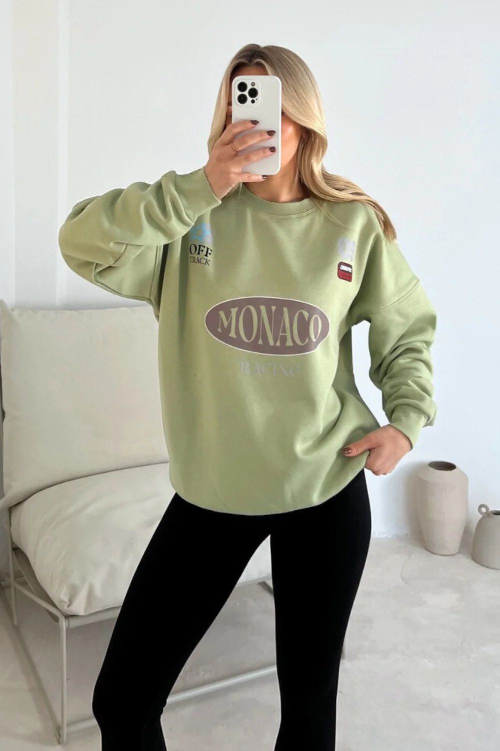 Monaco sage printed sweater - Image 2