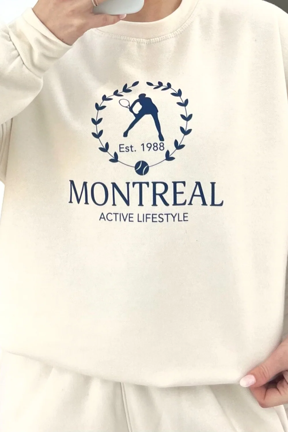 Montreal ecru printed sweater loungewear set - Image 3
