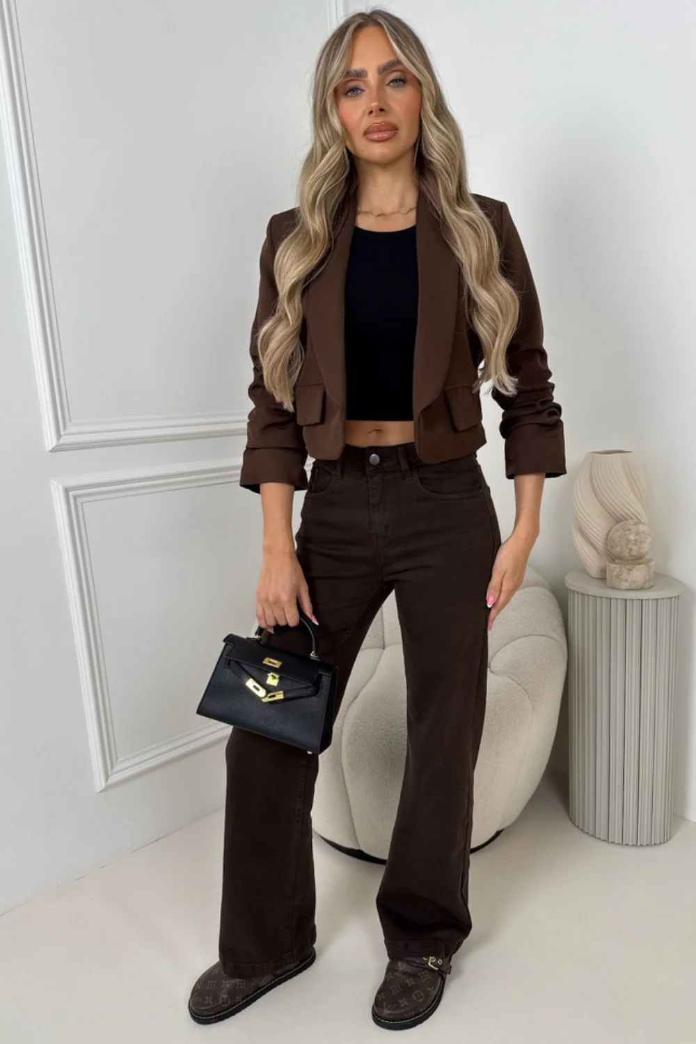 Morgan chocolate straight leg jeans - Image 6
