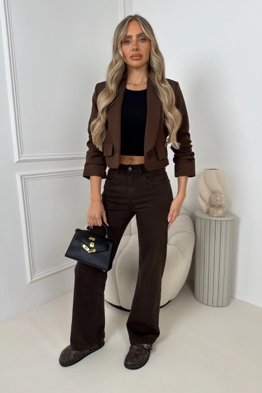 Morgan chocolate straight leg jeans - Image 7