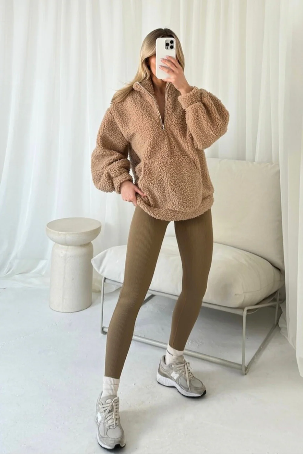 Myla camel 3/4 zip fleece and legging set - Image 2