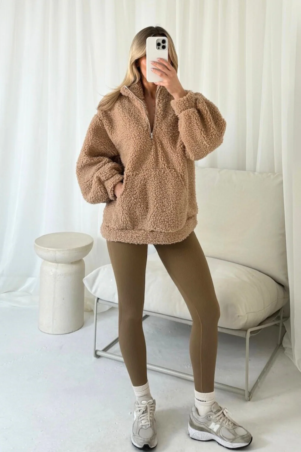 Myla camel 3/4 zip fleece and legging set - Image 3