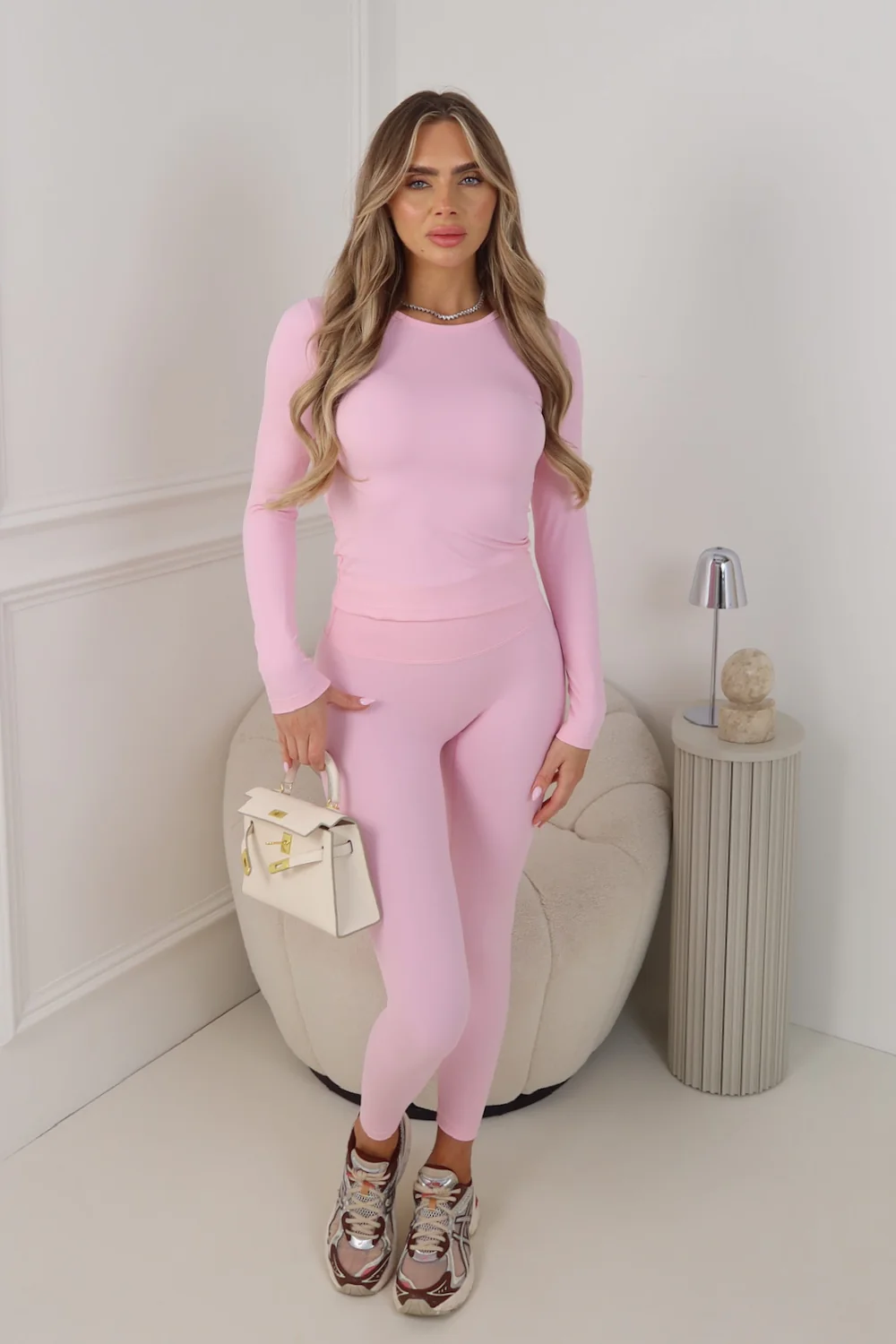 NADINE BABY PINK LONG SLEEVE LEGGINGS SET - Image 3