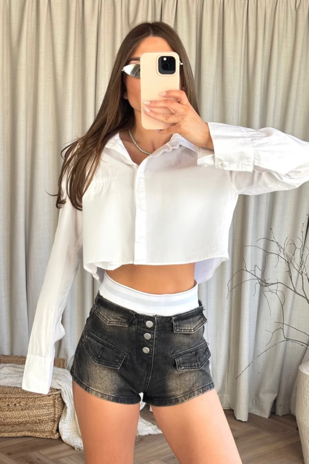 Nadine black boxer denim shorts