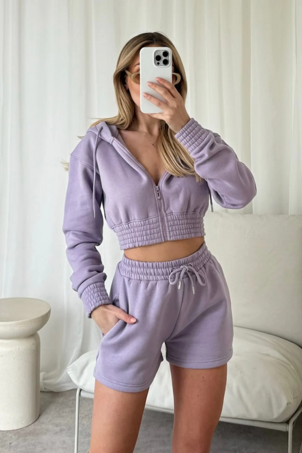 Naomi lilac cropped jacket and shorts - Image 3
