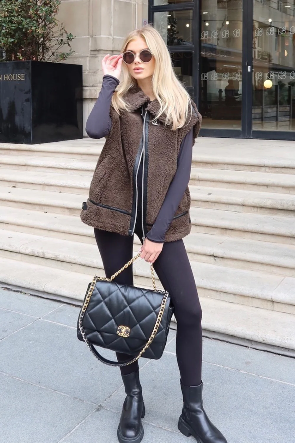 Natalie khaki teddy aviator gilet - Image 2