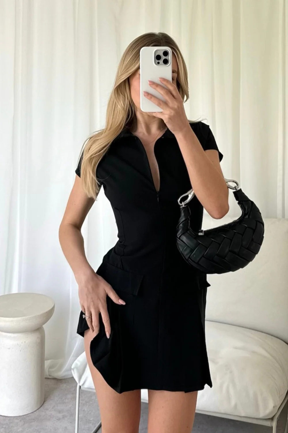 Natasha black pleated tennis dress - Image 2