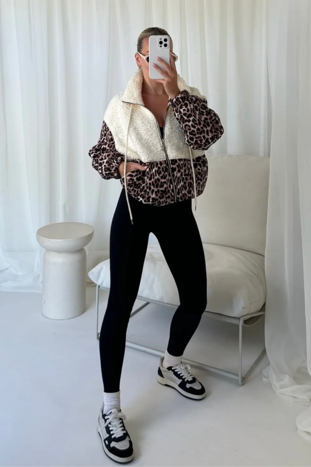 Nelly cream teddy leopard zip up jacket - Image 3