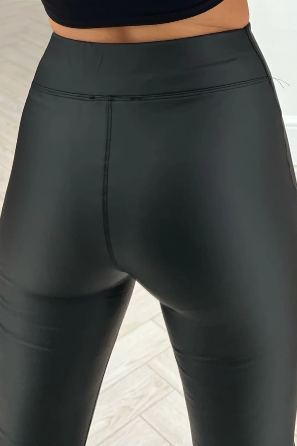 Neve black gold button pu leggings - Image 2