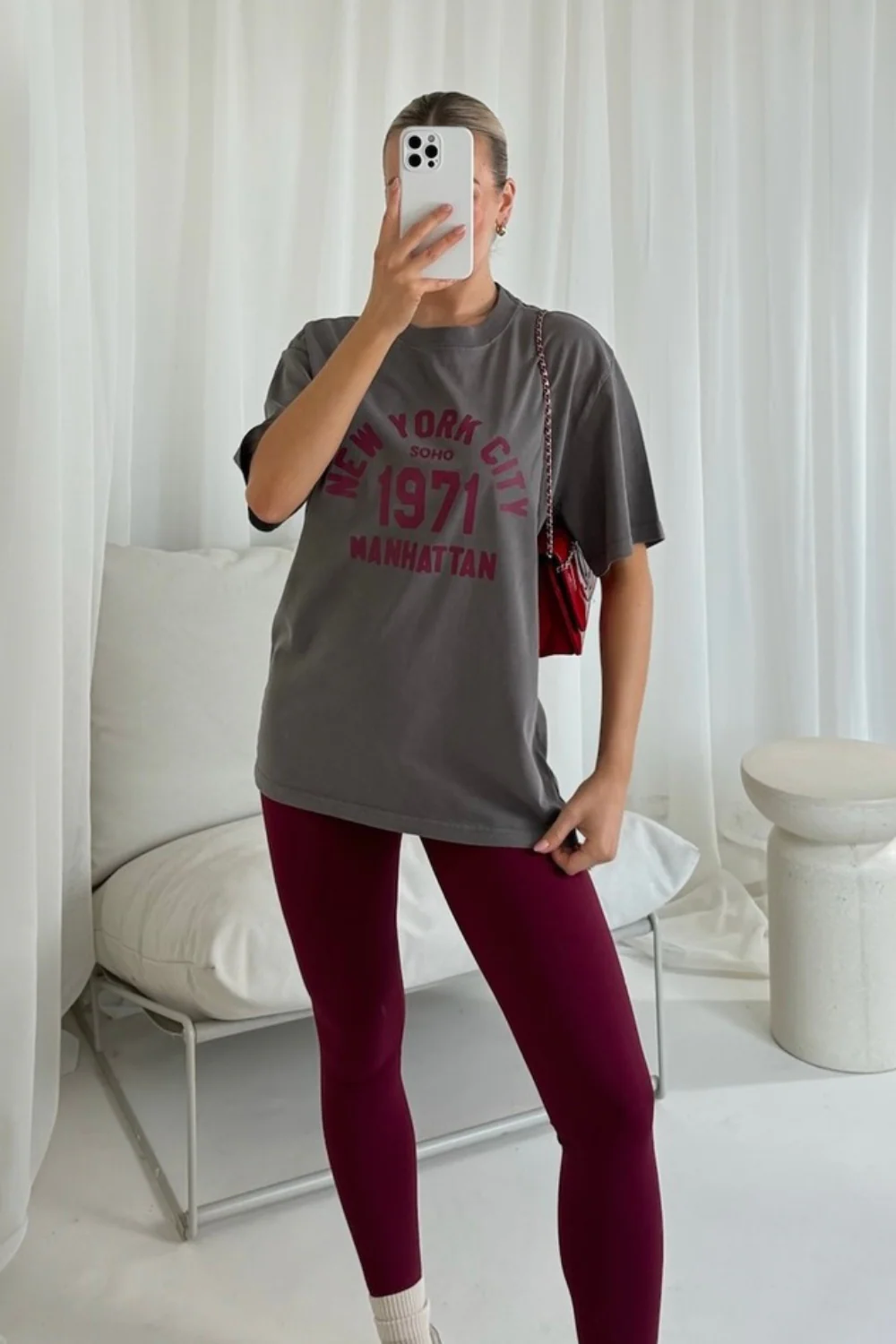 New York city faded grey printed heavyweight oversized t-shirt - Image 2