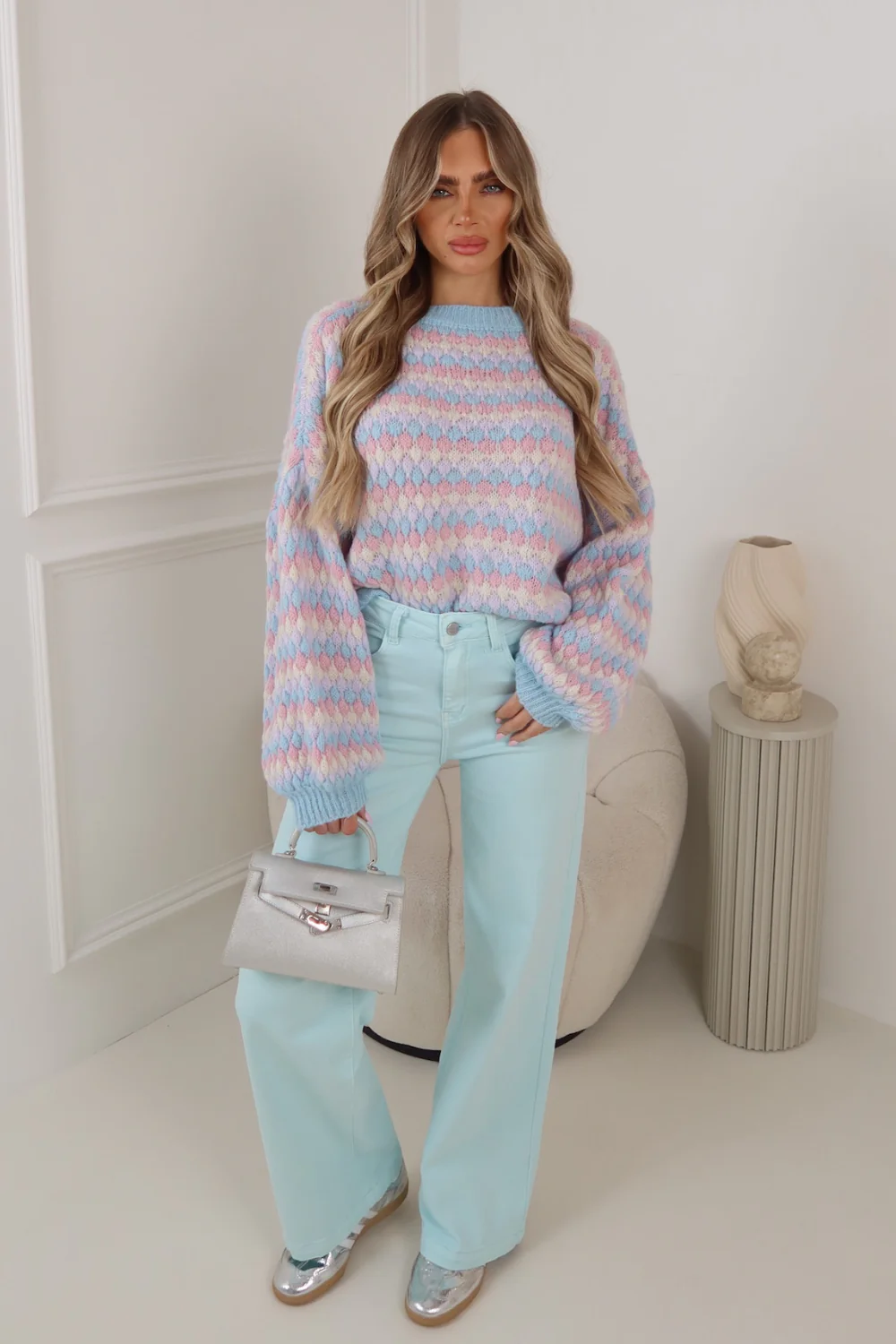 NIA BLUE MULTI KNITTED JUMPER - Image 2
