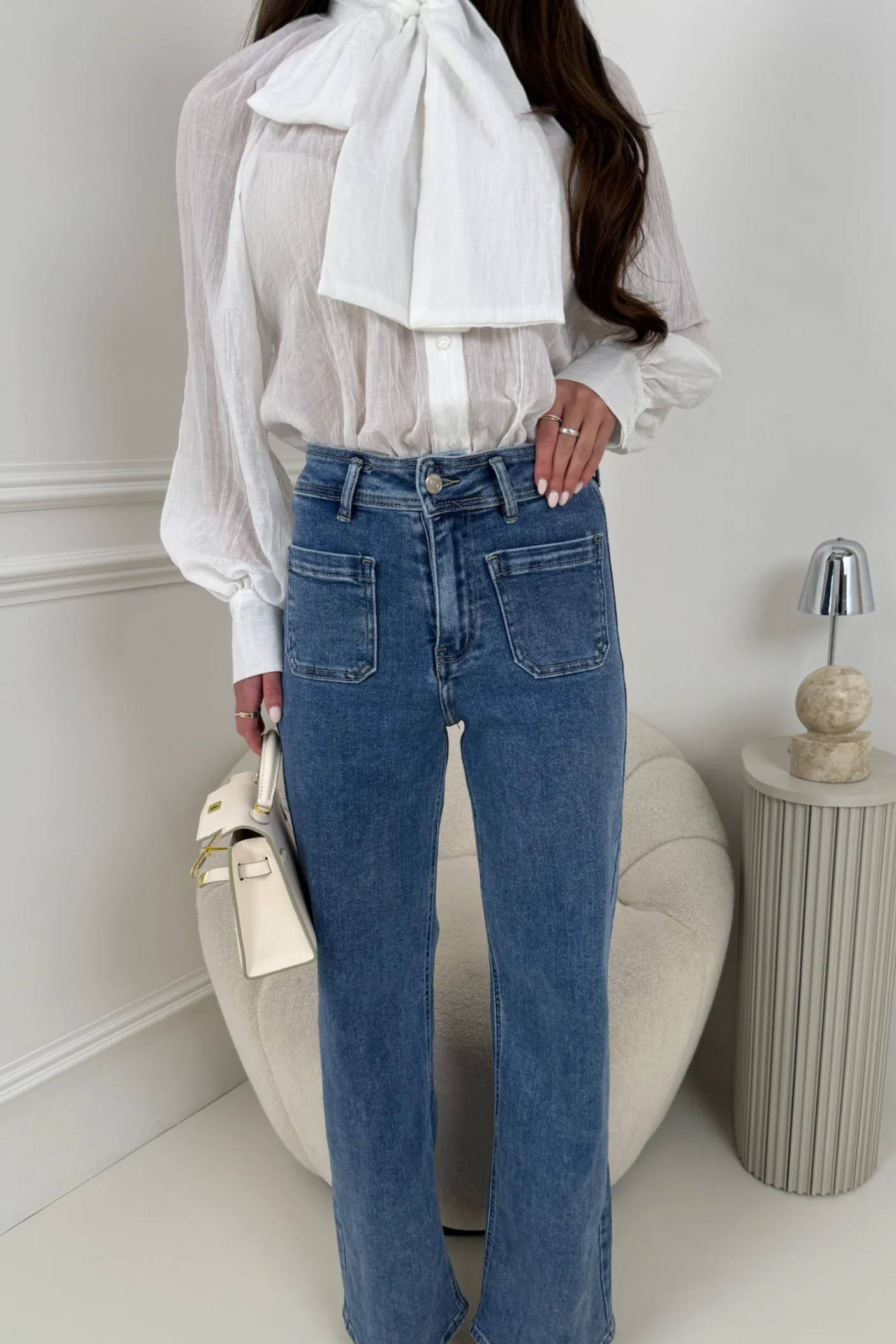 NIXIE BLUE FRONT POCKET HIGH WAIST JEANS - Image 2