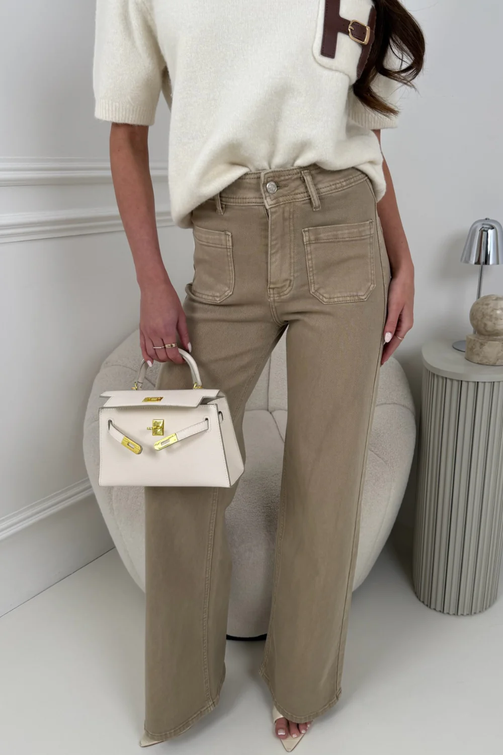NIXIE CAMEL FRONT POCKET HIGH WAIST JEANS