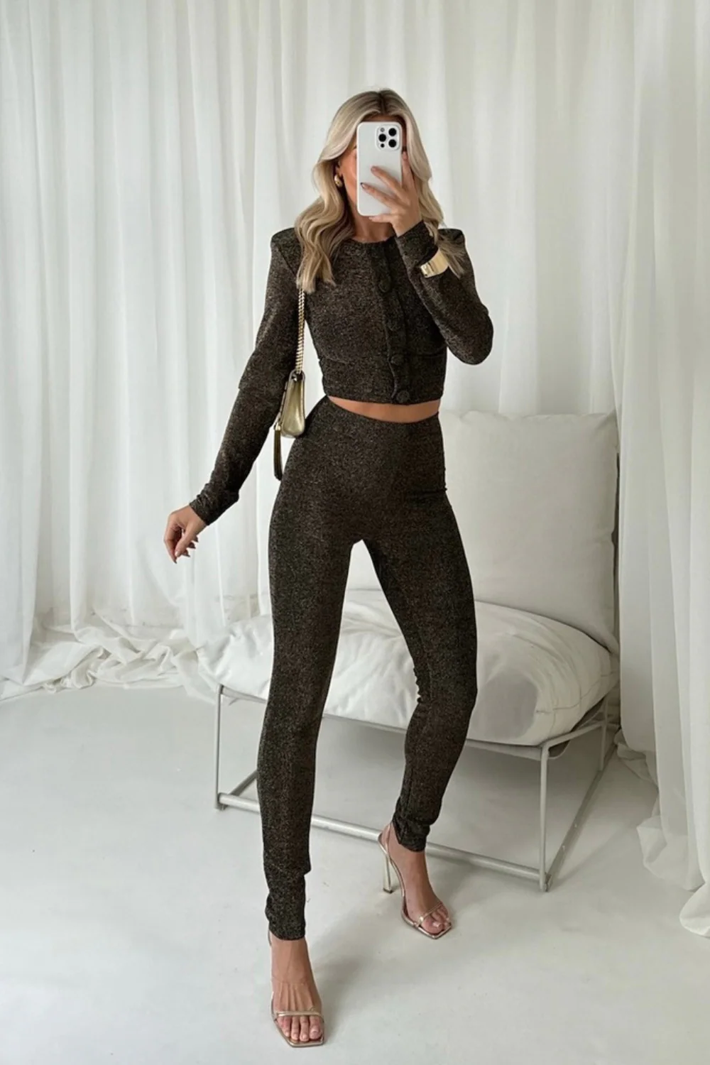 Nola gold & black lurex legging co ord - Image 3