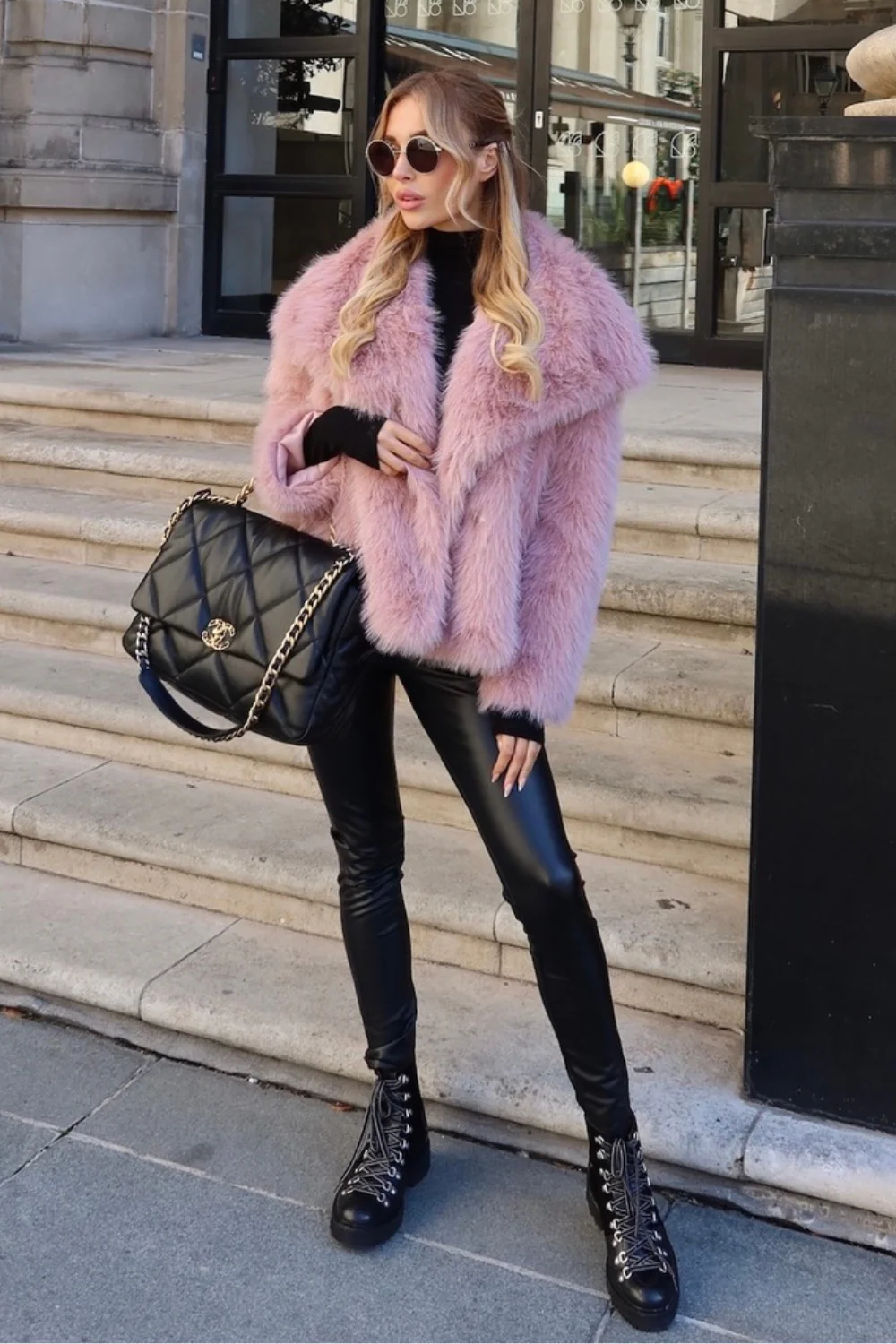 Olivia pink faux fur coat - Image 2