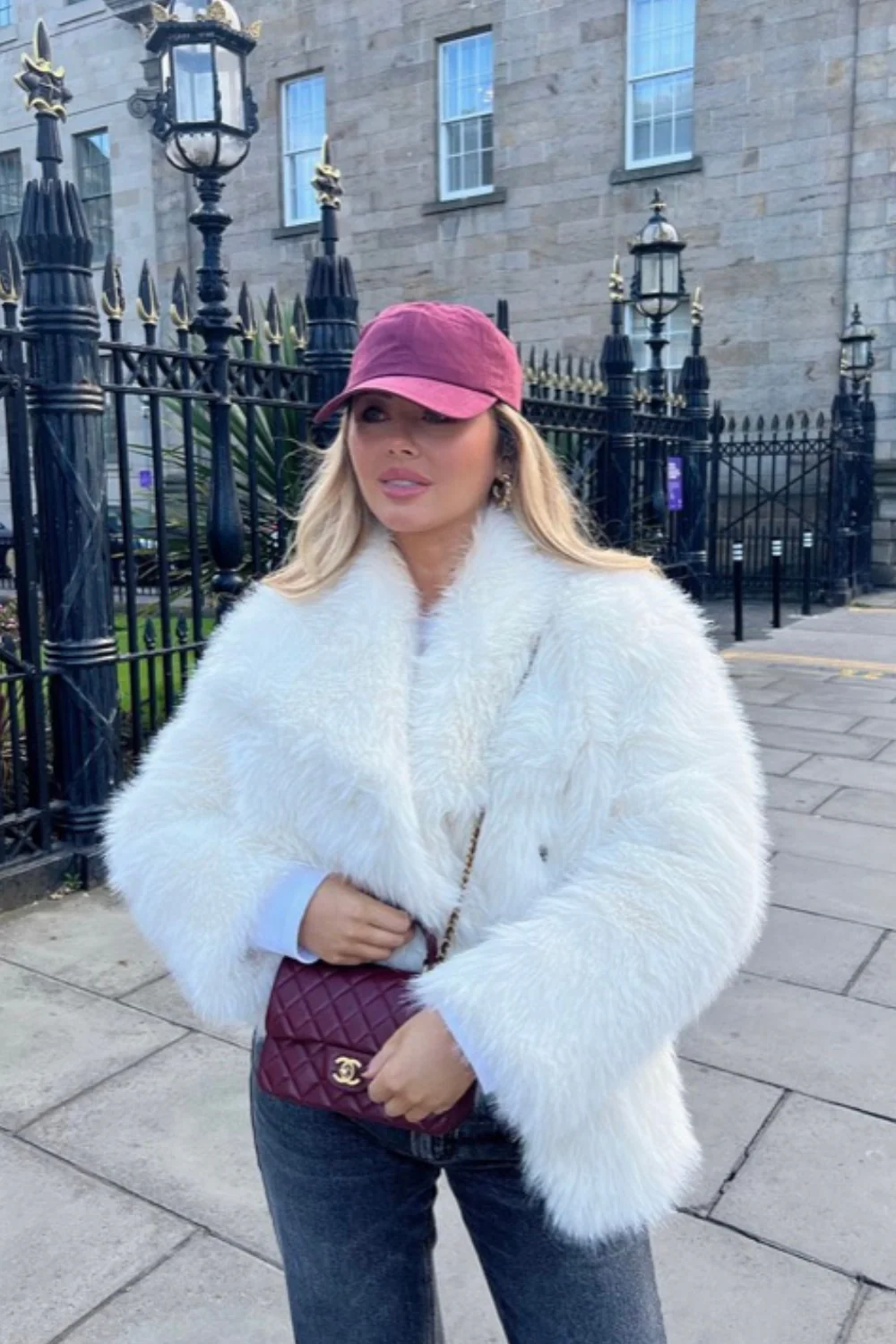 Olivia white faux fur coat - Image 3