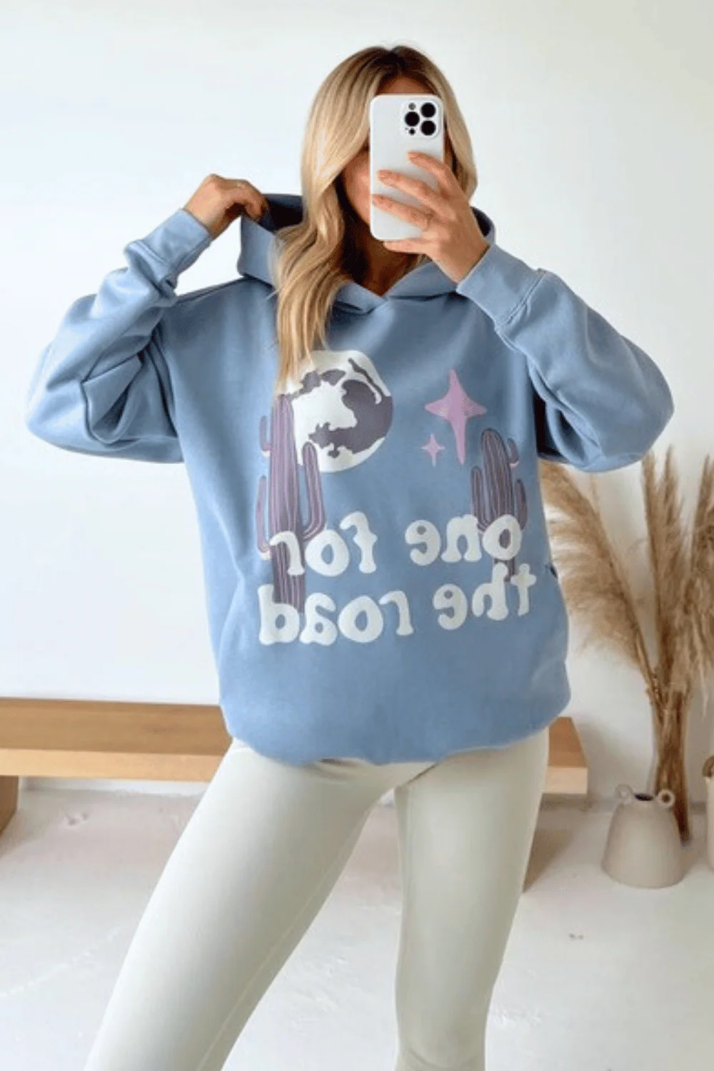 One for the road baby blue printed hoodie - Image 2