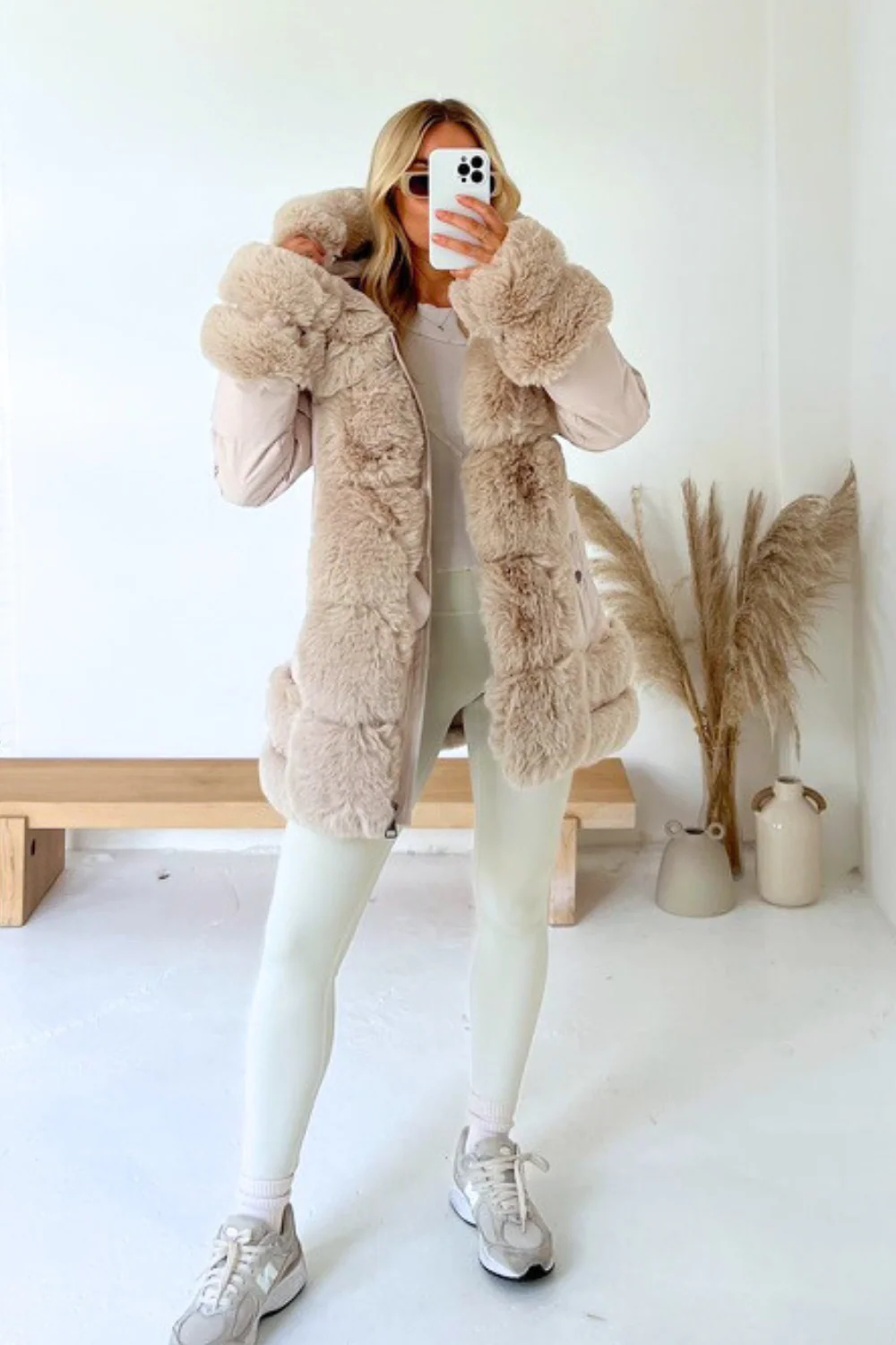 Orla cream faux fur hooded coat - Image 2