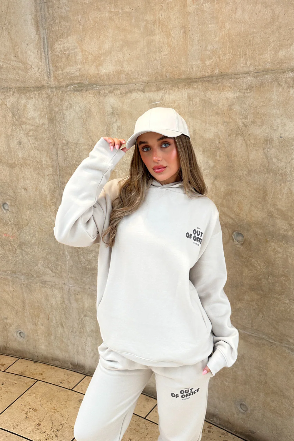 Out of office bone printed hoodie & jogger set - Image 2