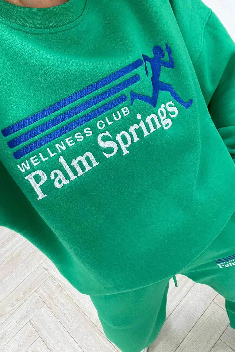 palm springs green embroidered sweater jogger loungewear set - Image 3