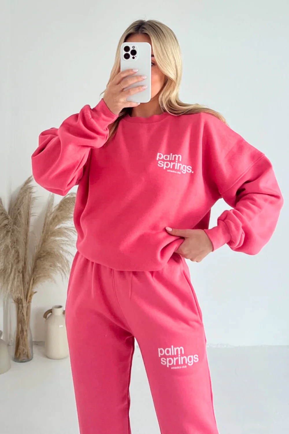 Palm Springs pink lemonade printed sweater joggers premium loungewear - Image 2