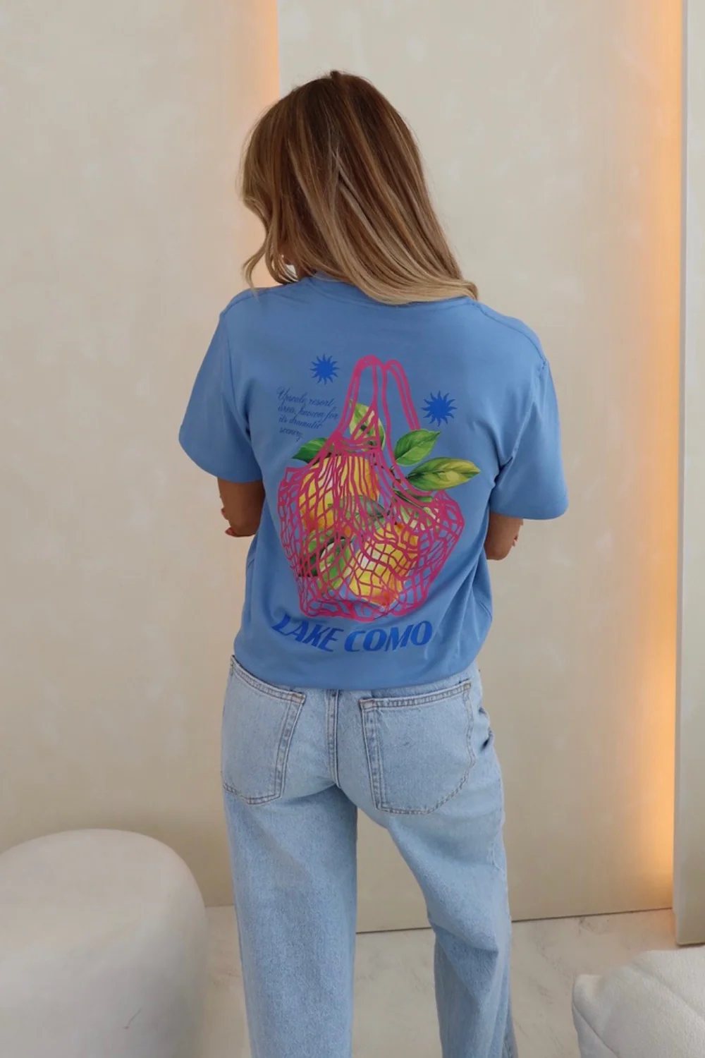 Lake como blue printed t-shirt - Image 3