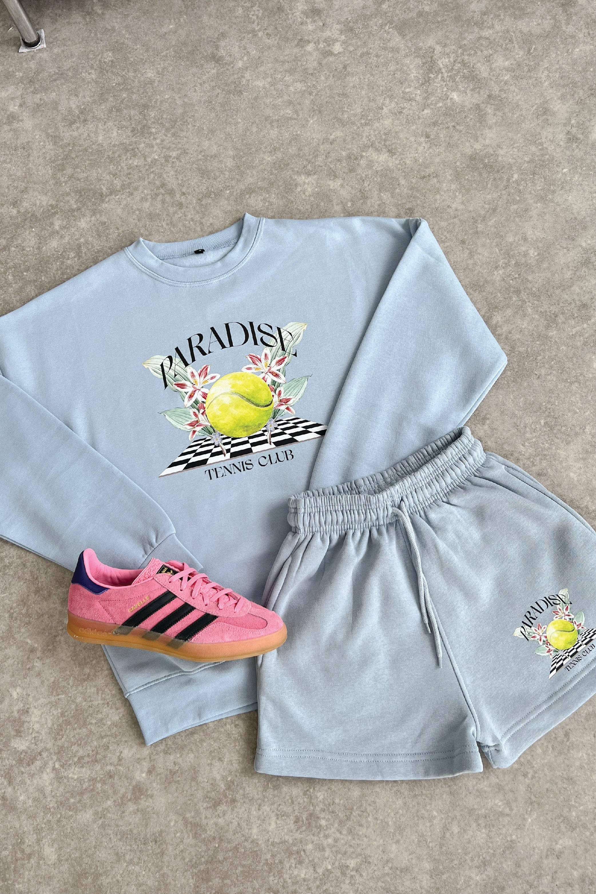 Paradise Club Baby Blue Premium Sweater Short Loungewear Set - Image 3