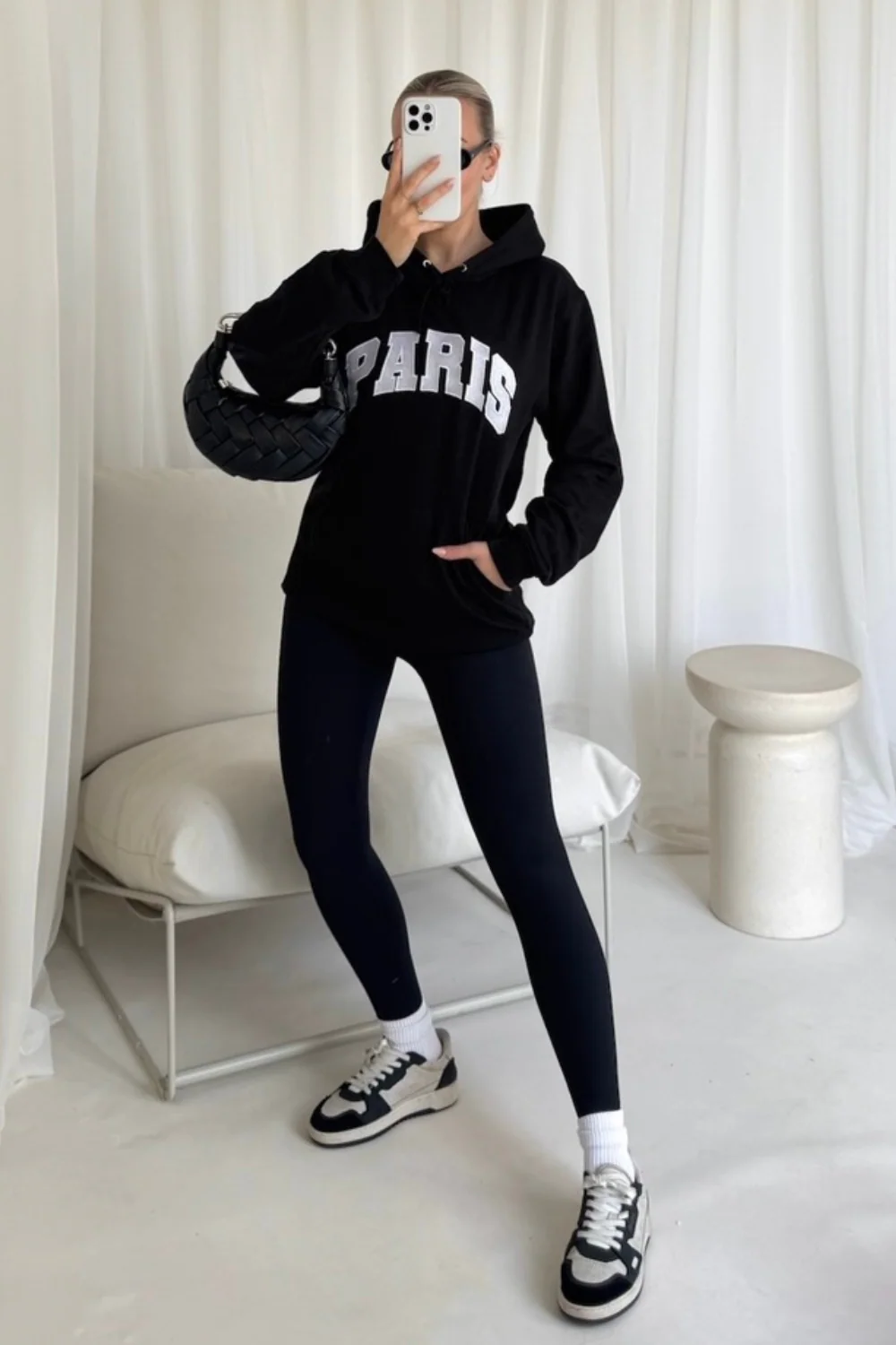 Paris black embroidered hoodie - Image 2